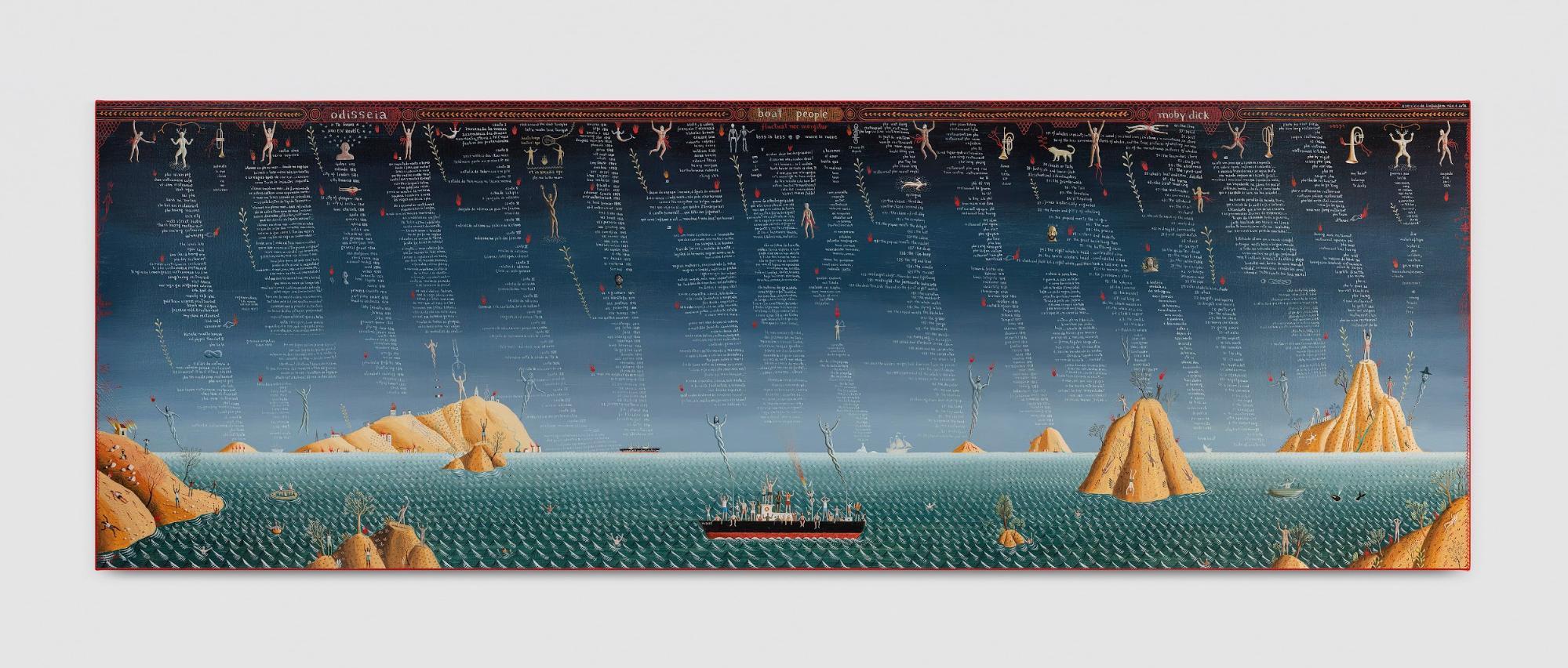 Boat People, 2024, óleo sobre tela, 80 x 240 cm